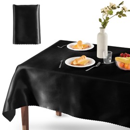 Homiest 1 Pack 60 x 84 Inches Satin Tablecloth Black Table Cover, Bright Overlay Table Cloth Silky Rectangle Table Decorations, Satin Dining Table Cloths for Wedding Reception Graduation Banquet