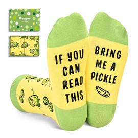 HAPPYPOP Pickle Socks - Kids Funny Socks for 7-9 Years Old, Pickle Lover Gifts, Stocking Stuffers for Boys Girls