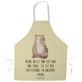 Mr. & Mrs. Panda Cooking Apron Cat Sitting - Gift, Rental, Baking Apron, Cat Holder, Cat Fan, Bib Apron, Cooking Aprons for Men, yellow