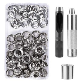 Bestgle 100 Sets 12mm Inner Dia. Metal Eyelets Grommets Tool Kit Siliver Brass Grommets Rings Tools for Leather Holes Decoration