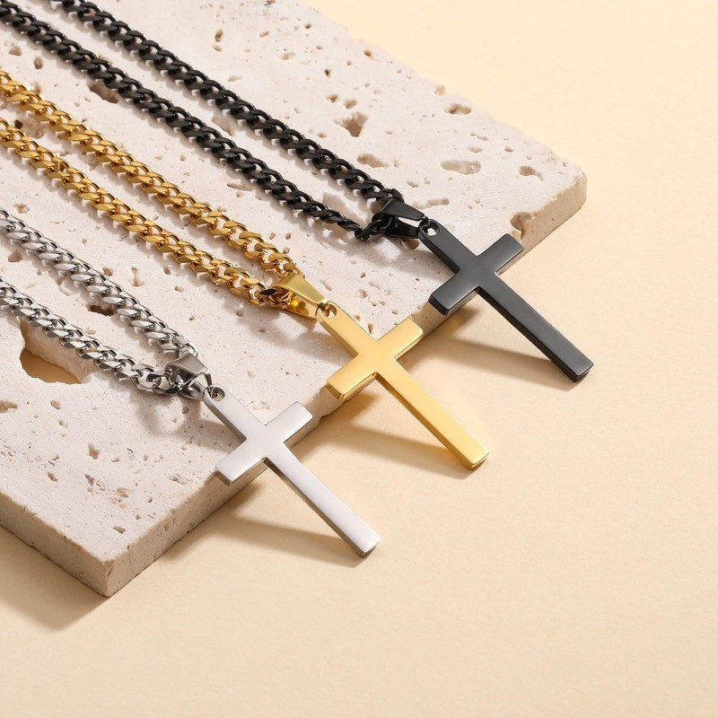 Silver Cross Necklaces for Men - 16 Inch Silver Mens