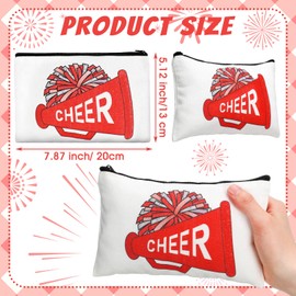 Cosblank Cosblank 20 Pcs Cheer Makeup Bag Cheer Teams Gifts Canvas Makeup Case Cheerleader Teams Gifts Zipper Pouch for cheerleading Teammates Party Supplies(Red)