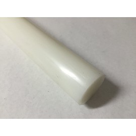 Nylon 6/6 Plastic Round Rod 1.5" Diameter, 24" Length - White Color