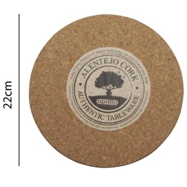 Set of 6 Round Cork Place Mats, Multi-Coloured Design, 22cm Diameter