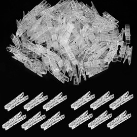 TONAUP Pack of 50 Spring Hanging Clips Transparent Clothes Pegs Transparent Plastic Clamps Mini Clips Mini Clips Small Hanging Spring Clips for Photos Fairy Lights Hanging