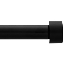 WL.Rocaille 3/4 Inch Curtain Rods Single Window Rod 30-84 Inches, with Aluminium Finials, Black Drapery Rod