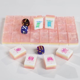 American Mahjong Tiles Household Gift Set Hand-Scraped High-End Pink Crystal Acrylic Mahjong TilesSize: 800*800cm, Color: Multi Mat-14