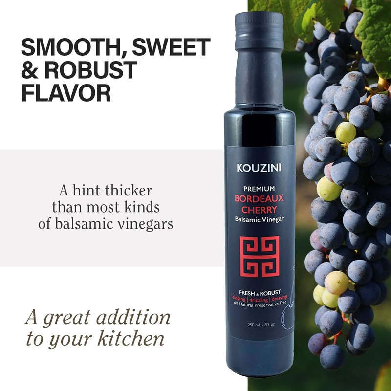 Kouzini Ultra Premium Bordeaux Cherry Balsamic Vinegar, Aged Balsamic Vinegars