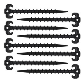 Pine & Linen 8 Pack 19.5cm/7.7inch Heavy Duty Tent Stakes,Sand Stake Beach Tent Stakes Heavy Duty Screw Shape, Essential Gear for Outdoor Camping Hiking/Garden Lawn（Black）