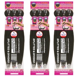 MULTI-PACK DEAL 3PACK! Janet Collection Nala Tress 3X EZ SPLIT Pre-Sectioned Pre-Stretched Braid Knotless Extremely light weight Premium Fiber 50inches 9Bundles (50”, Color #RM4/27/613)