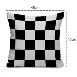 Tomda Black and White Art Design Checkered Rustic Farmhouse Style Decorative Cushion Case Throw Pillow Cover for Sofa Couch Housewarming Gift Home Decor Cotton Linen 45x45cm 18x18 Inch