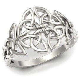 Celtic Trinity Knot Band Ring Sterling Silver 925 Filigree Braided Woven Viking Irish Promise Engagement Simple Rings Norse Jewelry for Women Size 5 6 7 8 9 10 11 12 (10.5)