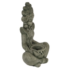 Kuan Yin with Pot Sitting Garden Statue Concrete Asian Sculpture