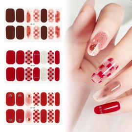 42 Pcs 3 Sheets Nail Stickers Wraps Polish Strips Gradient Stickers Glitter Self Adhesive DIY Art Decals Strips for Women Girls Acrylic Manicure Tips Decor with 1 Pcs Nail Files,Style11