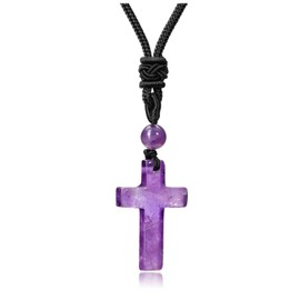 CrystalTears Cross Necklace Gemstone Cross Pendant with Adjustable Necklace Women Men Amulet Jewellery Spiritual Gift, Gemstone