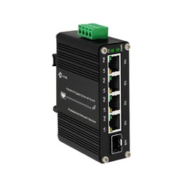 Mini Industrial 4 Port 10/100/1000Mbps Gigabit Ethernet POE + Switch with SFP Port Din Rail/Wall-Mount 4 Port 10/100/1000BASE-T RJ45 + 1 Port 100/1000FX (SFP) Support 12-48V DC