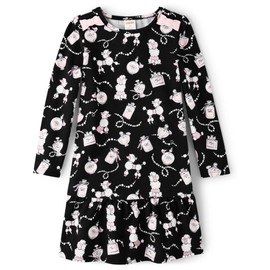Gymboree,and Toddler Long Sleeve Knit Casual Dresses,Black Poodles,8