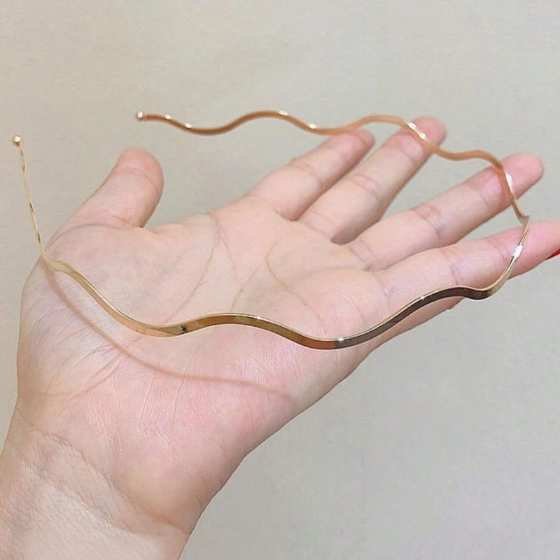 NORMAK Thin Simple Wave Gold Headband Painless, Gorgeous, Stylish, Korean