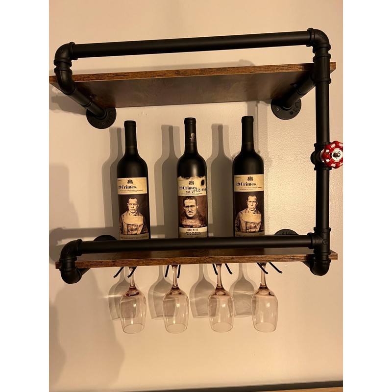 BOTAOYIYI Wine Rack Wall Mounted 2 Tier, Hanging Floating Small