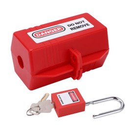 Plug Lockout Tagout Set, Professional Impact Proof Plug Lockout Device High Temp Resistant Rustproof for Home Industry Chemistry for Air Conditioner TV (Medium Lock Box + 38mm Padlock)