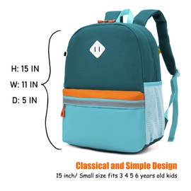 HawLander Little Kids Backpack for Boys Toddler School Bag Fits 3 to 6 years old, 15 inch, Blue