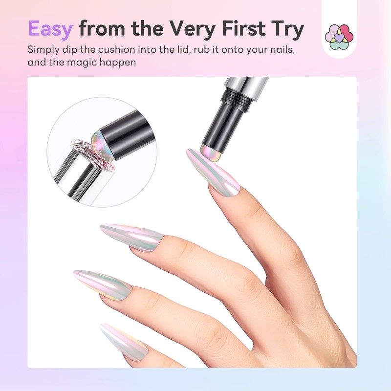 Air Cushion Chrome Nail Powder Pen for Beginners, Mermaid
