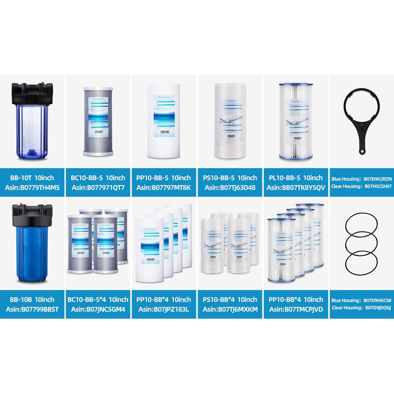 Geekpure 10-Inch PP Polypropylene Sediment Filter Cartridge for Whole House