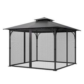 VEVOR Gazebo Netting Replacement, Fit Most 10 x 10 x 6.7 FT Gazebo Curtain, Outdoor Garden Net, 4-Panel Sidewall Mesh Net, Patio Midge Nettings with Double Zipper, Canopy Screen (Netting Only)