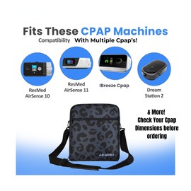 40Winkz USA CPAP Travel Bag, CPAP carry bag for various CPAP’s compatible with, Airsense 10, Airsense 11, Dreamstation & more. Attaches to luggage & travel compliant (Leopard Print)