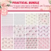 Wadukud 12PCS 56x46cm Polyester Fabric Bundles, Floral Pre-Cut Quilting Cotton