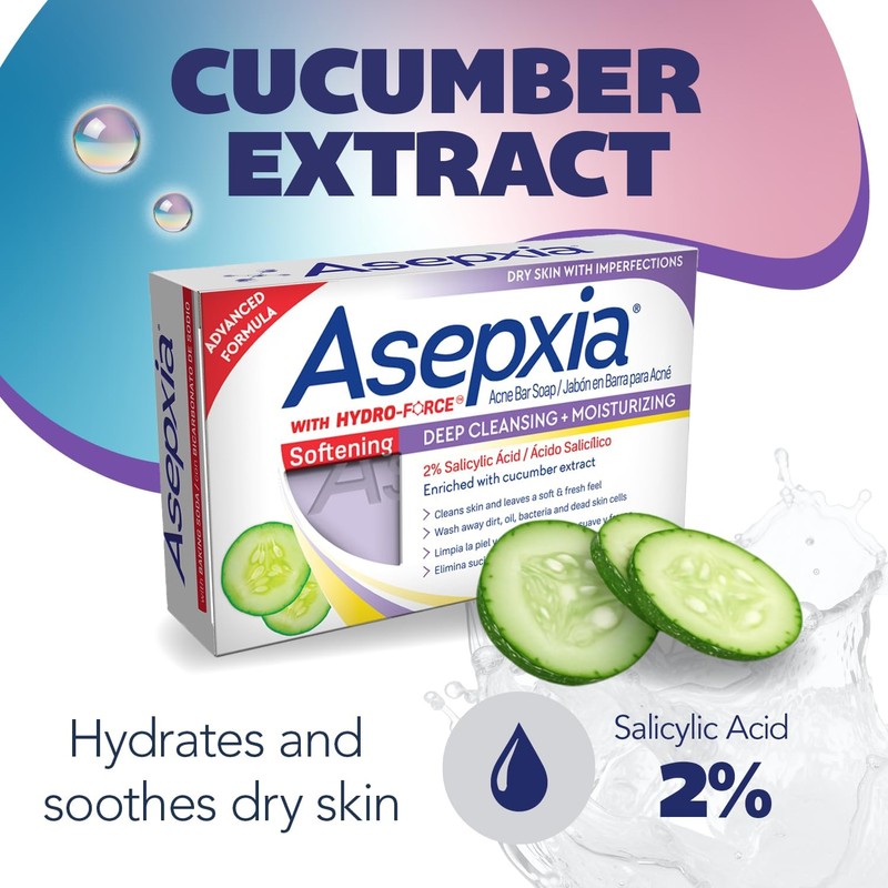 Asepxia Cleansing Bar Softening, 4 Ounce Multipack (Pack of 5)