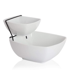 Buyajuju Buyajuju Chip and Dip Serving Set, 2 Tier Chip and Dip Bowls with Stand, Tiered Serving Stand, Food Server Display for Parties, Entertaining