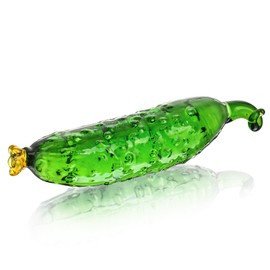 KRISININE Handmade Crystal Cucumber Figurine Glass Cucumber Fruit Collectible Paperweight for Home, Kitchen, Desktop Decor