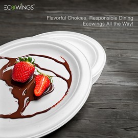 ECOWINGS 9 inch Biodegradable Plates, Eco-Friendly and Compostable - Better Than Paper or Plastic Plates - (Pack of 50) - Excellent Choice for BBQ, Birthday Parties and Other Events!