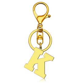 Dabihu Initial Letter K Alphabet Keychain Initial Monogram Letter Keyring Stainless Steel Letter Pendant with Key Ring for Car Key Handbag Backpack Bag Purse