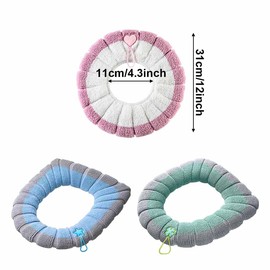 GiantGo 3 Stück WC-Sitzwärmer 42x38cm, Waschbare Toilettensitzauflagen mit eingebautem Kunststoffring, Weiches Fasergewebe, Wiederverwendbar für die meisten Toiletten, Ideal für Damen, Mütter & Senior