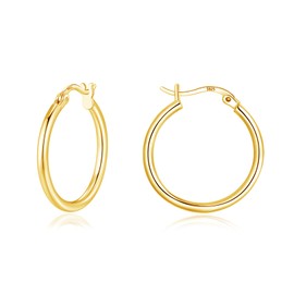 Loutade Silver Hoop Earrings for Women, 925 Sterling Silver Huggie Hoop Earrings Set, Hypoallergenic Earrings Gold Sleeper Huggie Earrings, Lightweight Gold 16mm Hoop Earrings for Christmas Birthday