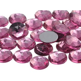 15mm Flat Back Round Acrylic Rhinestones Plastic Gems for Jewelry Making Costume Jewels Cosplay Embelishments - 40 Pieces (Pink Rose .RS72)