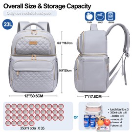 Romenrita Lunch Backpack Insulated Coolers Backpacks - Double Decker Lunch Box, Leakproof Insulated Backpack for Women Lunchbag Lunchbox Back pack Travel Cooler Bag for Picnic Beach Camping Work