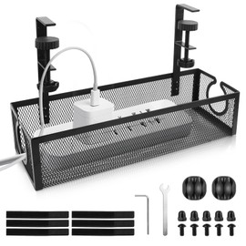 TNOMSNO Cable Management Desk, Cable Management Under Desk Drill-Free Undertable Cable Management Clampable Cable Organiser Tray Cable Management for Home Office Black