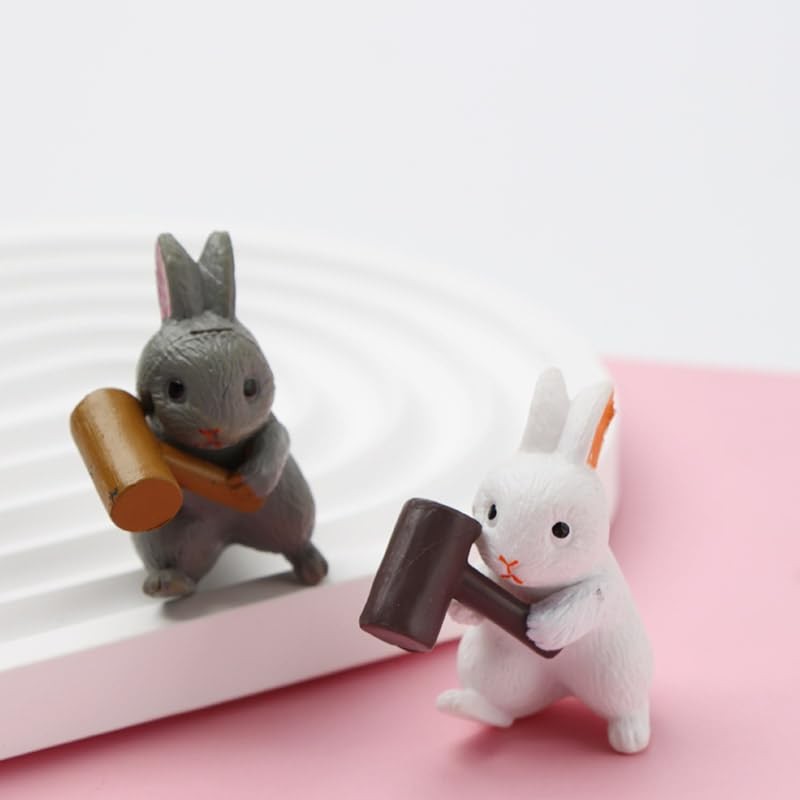 SHIDXIB 24Pcs Plastic Rabbit Figures Animal Rabbit Character Set Fairy