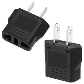 AXFEE Travel Adaptor USA, Pack of 2 EU to US Adapter, USA Germany Plug, Travel Plug USA, US Adapter Socket, Universal Adapter Travel Plug from Europe to America Canada Mexico