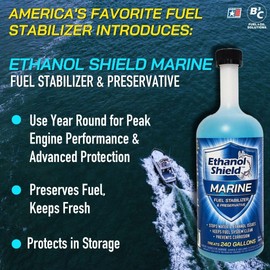Ethanol Shield MARINE Fuel Stabilizer & Preservative - 2 PACK (2-24 oz bottles) - Full Fuel Cleaner - Fuel Injector Cleaner - Removes Water- Protects Fuel System - Each bottle treats 240 gallons