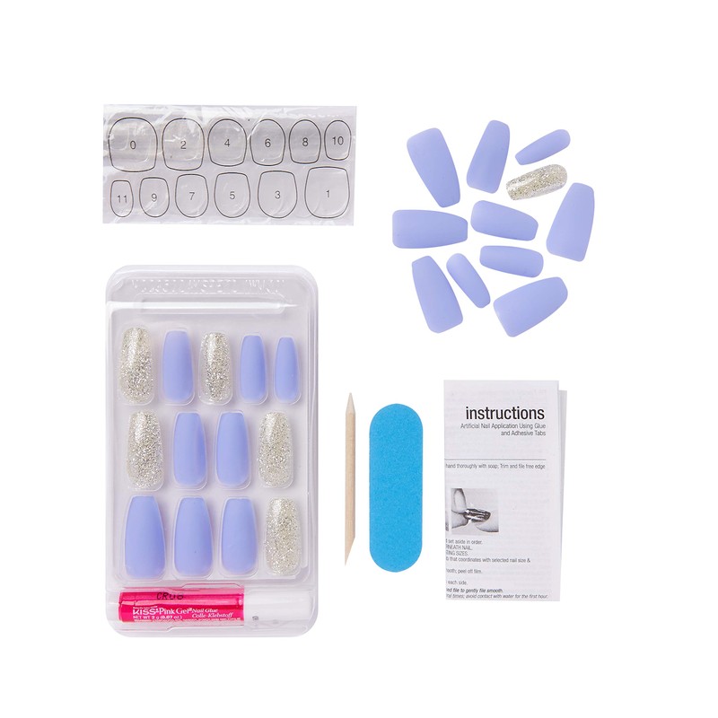 Kiss Nails GEL FANTASY- Medium Design Nails w/Adhesive Tabs &