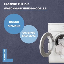 Lichtblau Door handle with axles in white, suitable for Bosch Siemens 00751782, 230 mm x 83 mm x 40 mm, plastic handle, 751782, spare parts for Bosch washing machines