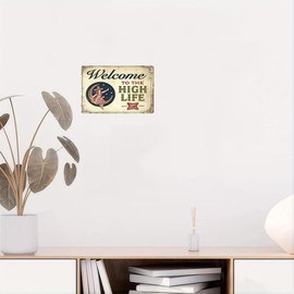 Miller High Life Vintage Metal Wall Art Set - Nostalgic Tinplate Decor Signs with Pre-Drilled Holes & Weather-Resistant Finish - 8x12 inches - Welcome to the High Life Collection