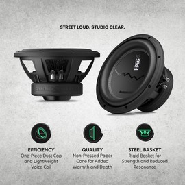 AudioControl EPICX Series Car Audio 10" Subwoofer Speaker, Dual Voice Coil (DVC), StreetBass, 500 Watt RMS/750 Watt Max, Dual 4 Ohm, Pro Audio Loud