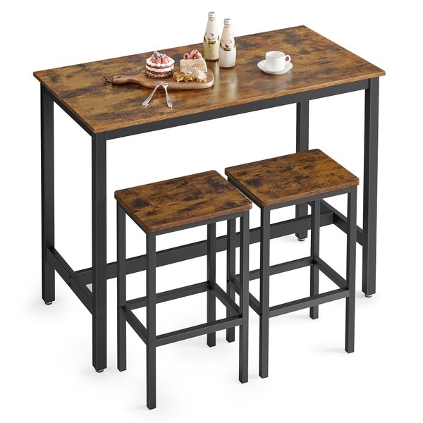 VASAGLE Bar Table Set, with 2 Bar Stools, Dining table