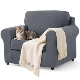 SUBRTEX 3 Pieces Stretch Sofa Slipcover Sets Couch Cover Sets Backrest Cushion Covers Furniture Protector Collection Set for Oversize Sofa Loveseat Chair Slip Covers(Small, Light Gray)