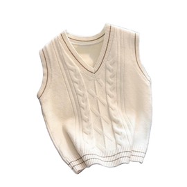 Gdnelhuonox School Vest, V-Neck, Women's, Students, Knit Vest, Student Uniform, School, High School Students, Sleeveless Sweater, Solid, Cotton, Loose, Spring, Summer, Autumn, Winter, Unisex, gray